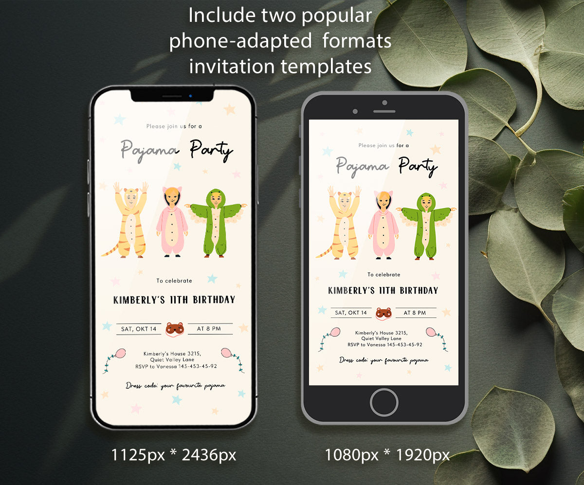 Pajama Sleepover Party customizable invitation template | Share or Print | JP884