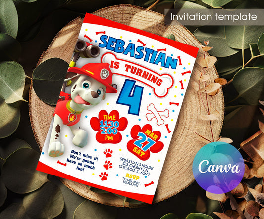 PAW Patrol customizable invitation template | Share or Print | QN357