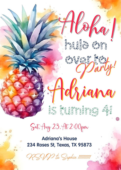 Aloha Luau Party customizable invitation template | Share or Print | girl | VR183