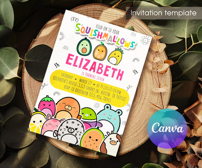 Squishmallows customizable invitation template | Share or Print | PY413
