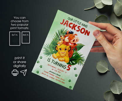 Lion King Simba customizable invitation template | Share or Print | LZ423