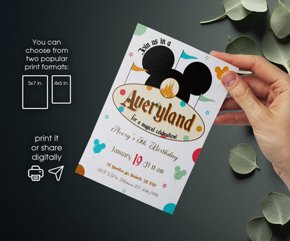 Disneyland customizable invitation template | Share or Print | girl | KW807