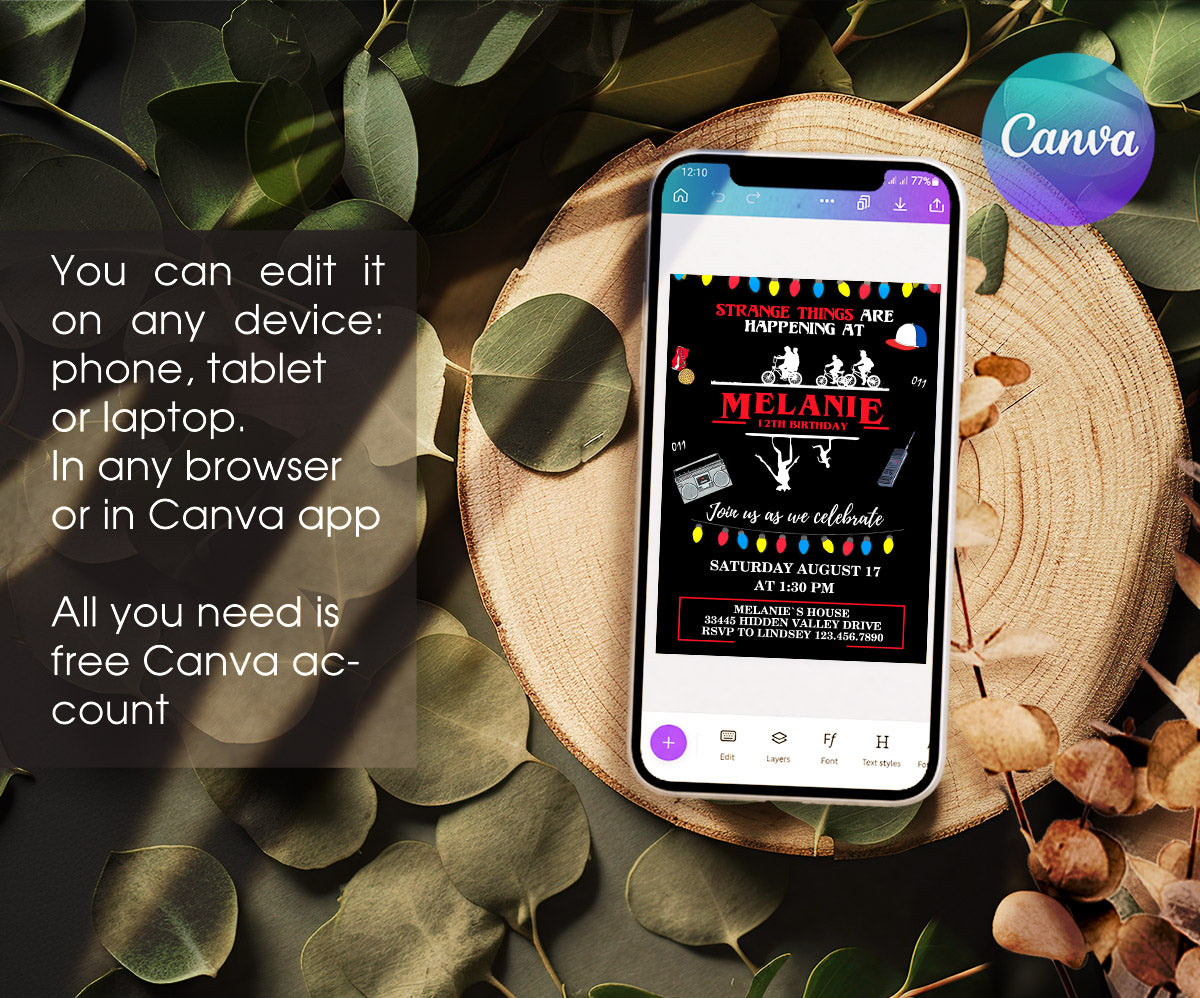Stranger Things customizable invitation template | Share or Print | KN407