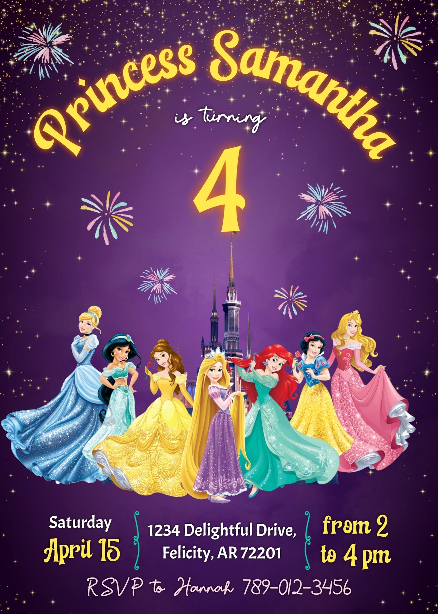 Disney Princess customizable invitation template | Share or Print | girl | BX195