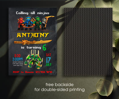 Ninjago Minifigures Lego customizable invitation template | Share or Print | XL231