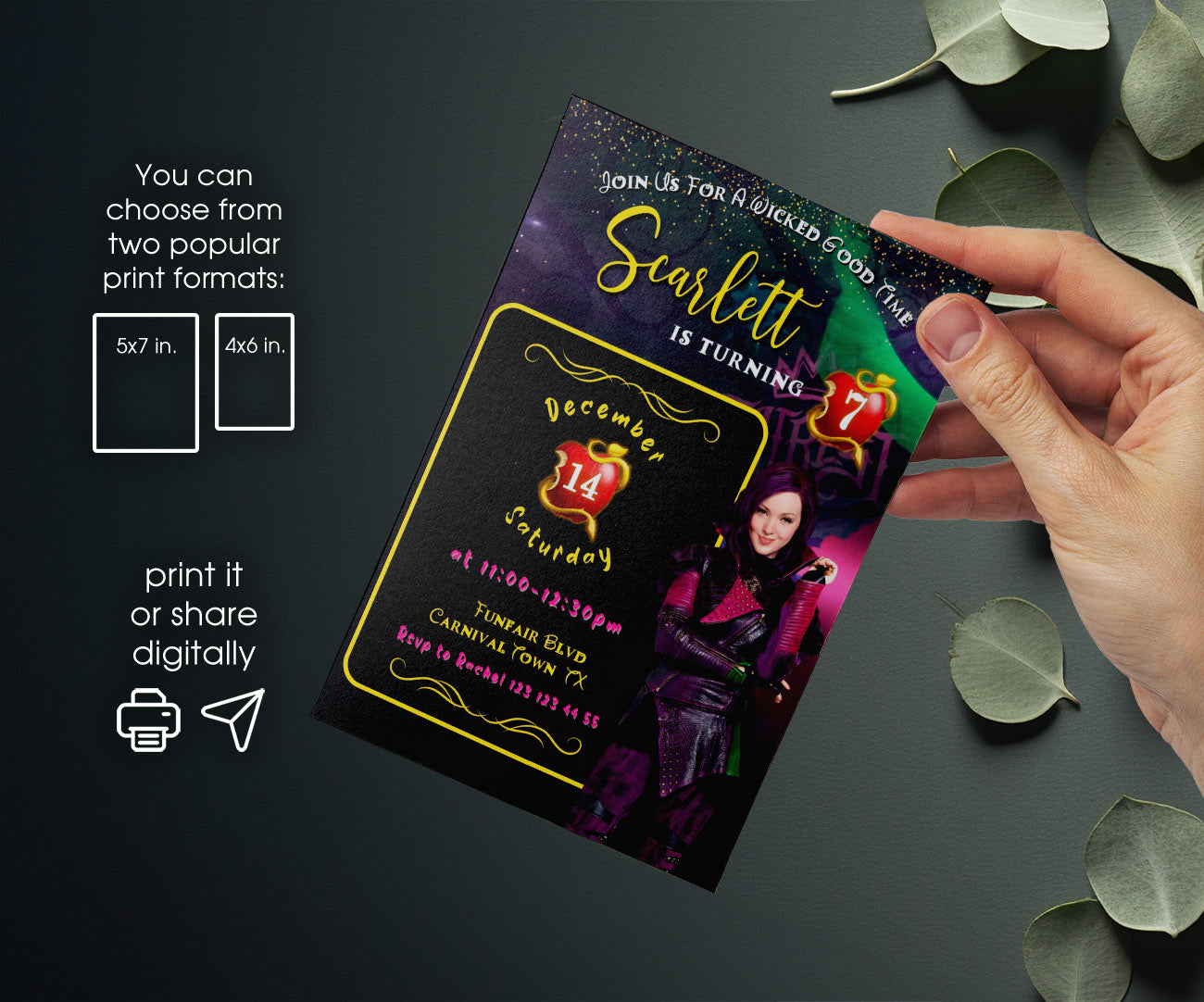 Descendants Disney customizable invitation template | Share or Print | LN853