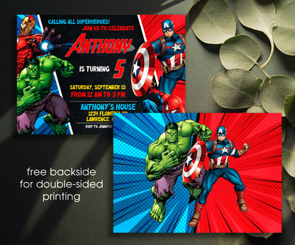 Avengers Marvel Superhero customizable invitation template | Share or Print | boy | VP635