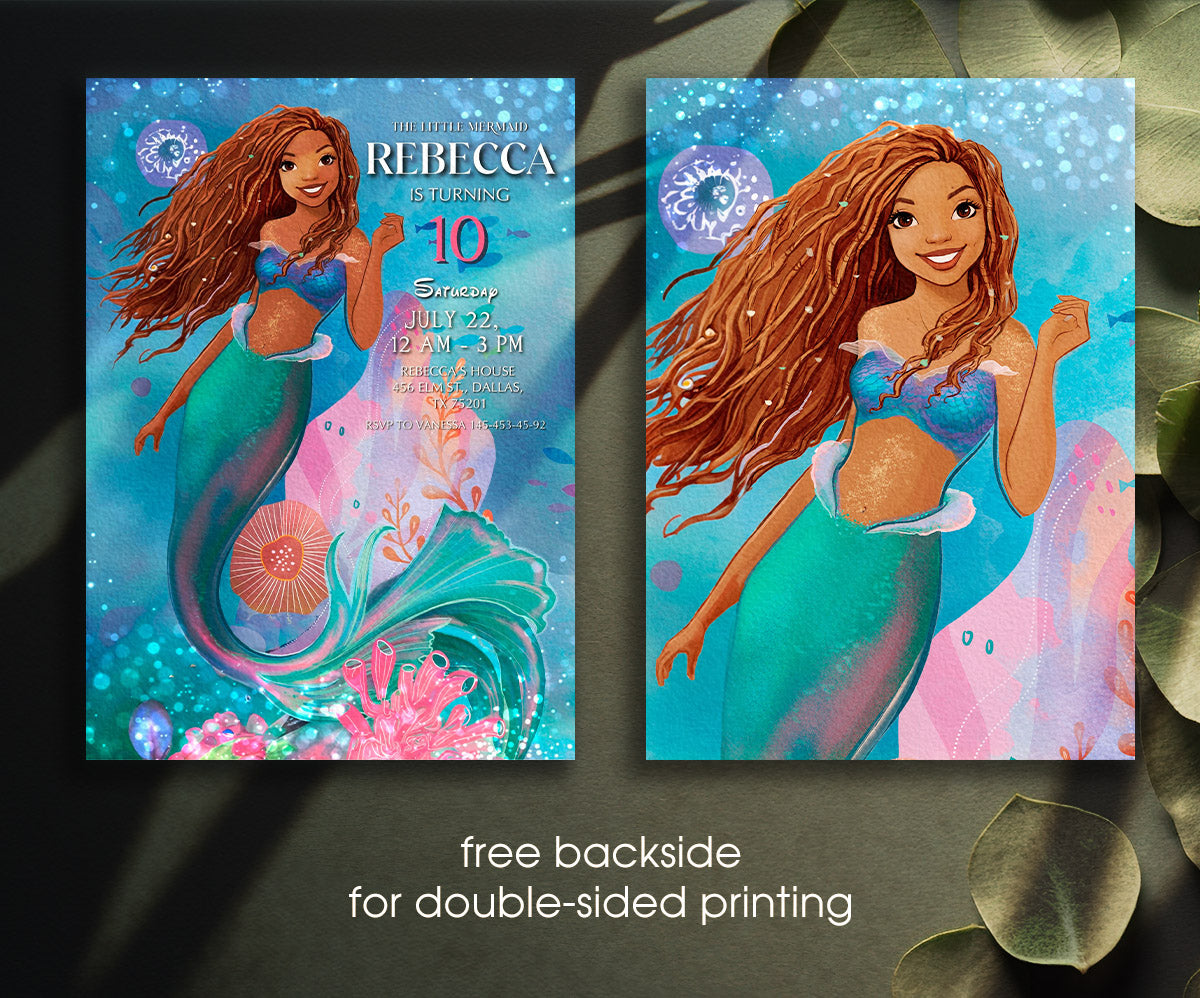 The Little Mermaid Ariel customizable invitation template | Share or Print | girl | UD428