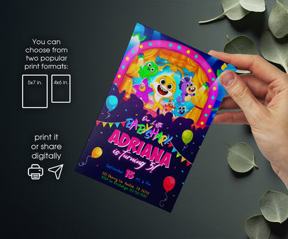 Baby Shark customizable invitation template | Share or Print | VW135