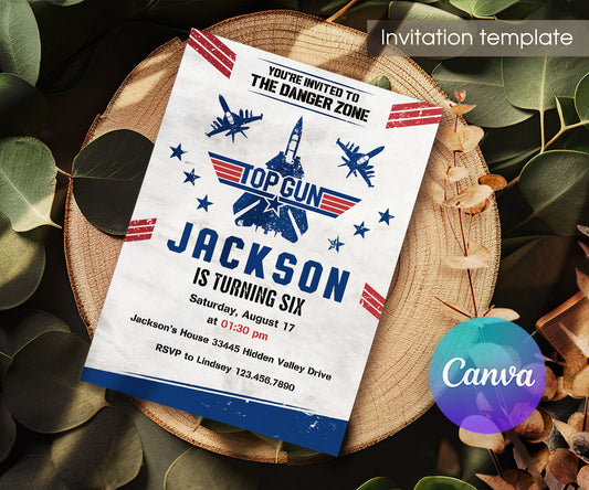 Top Gun Maverick Jet Fighter customizable invitation template | Share or Print | boy | AQ134
