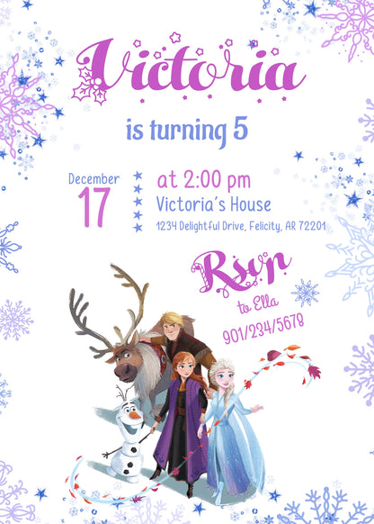 Frozen Elsa customizable invitation template | Share or Print | girl | EY795