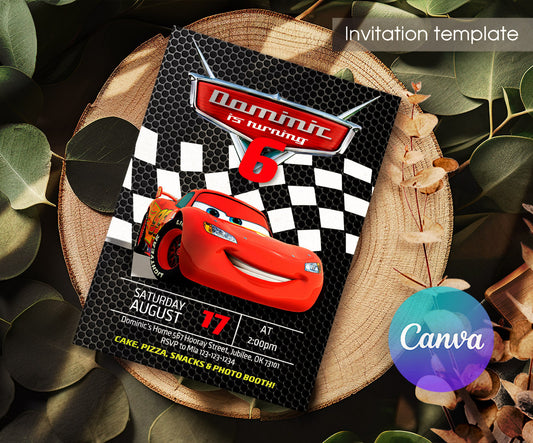 Cars Lightning McQueen customizable invitation template | Share or Print | boy | BO191