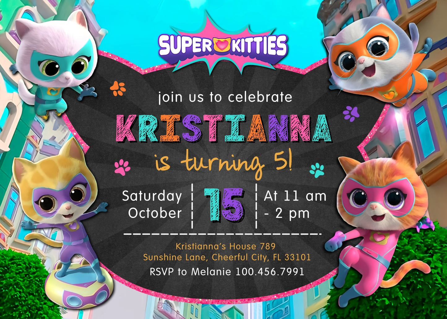 SuperKitties customizable invitation template | Share or Print | KY205