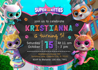 SuperKitties customizable invitation template | Share or Print | KY205