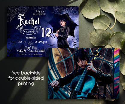 Wednesday Addams customizable invitation template | Share or Print | girl | ZT560