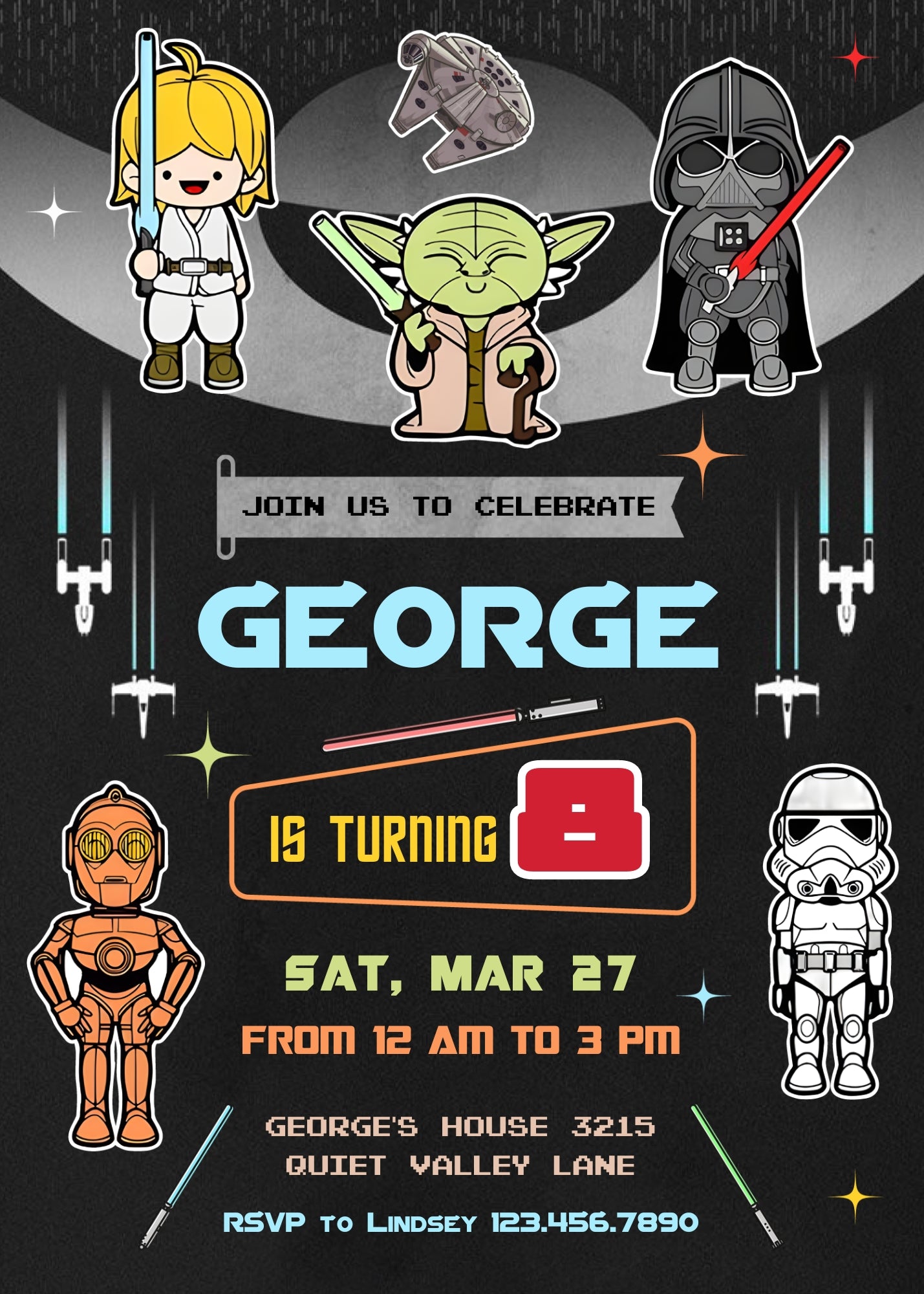 Star Wars Darth Vader customizable invitation template | Share or Print | boy | DM830