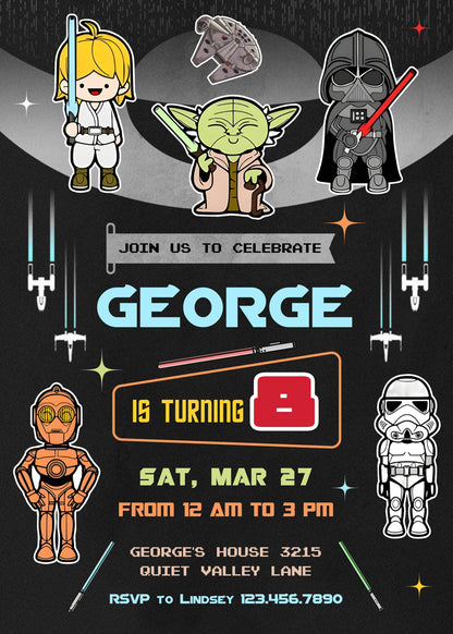 Star Wars Darth Vader customizable invitation template | Share or Print | boy | DM830