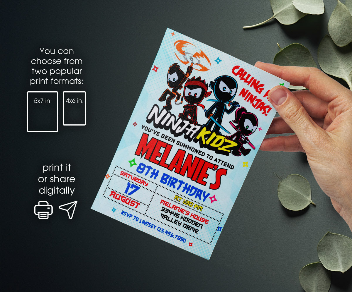Ninja Kidz TV customizable invitation template | Share or Print | QG796