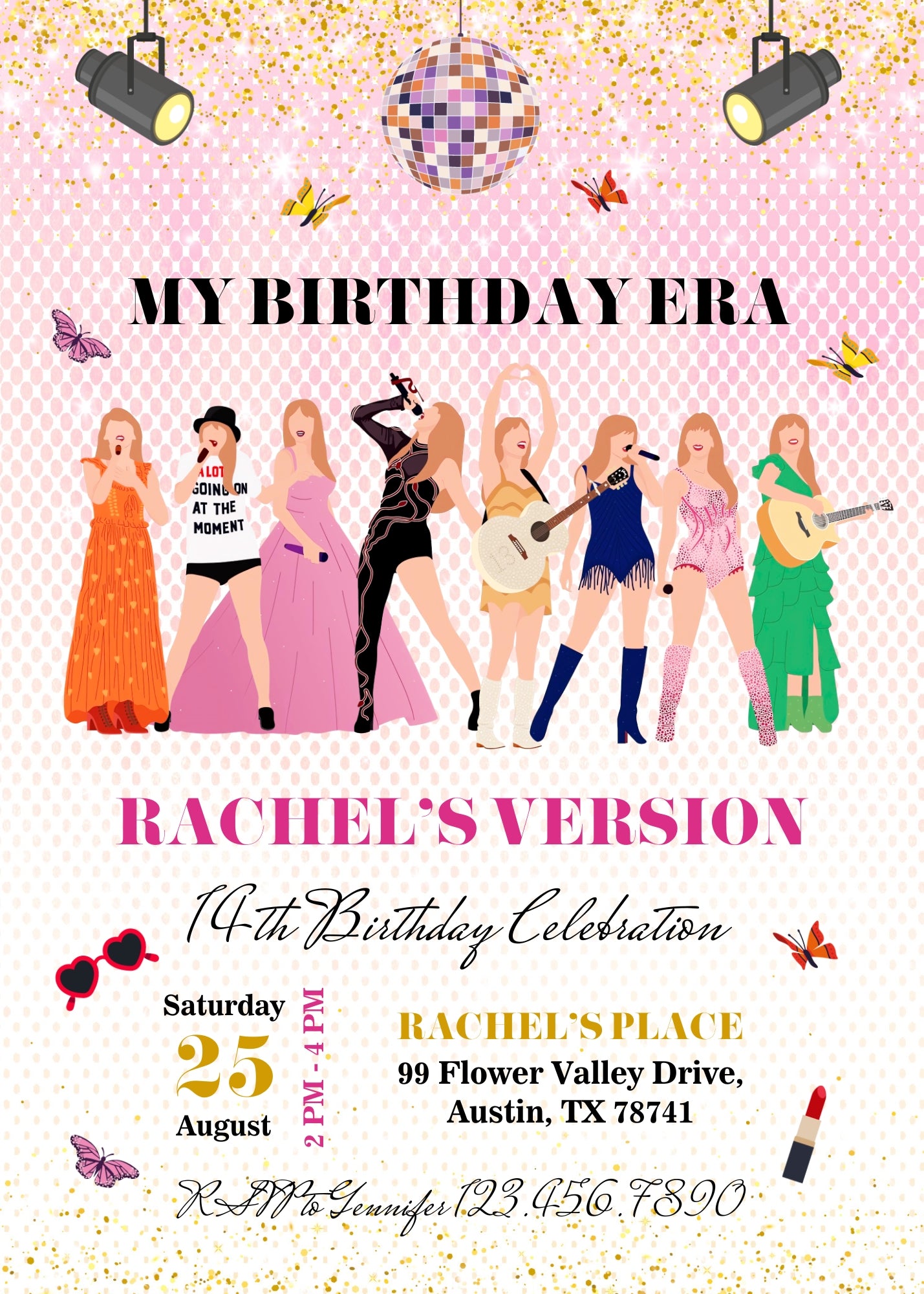 Taylor Swift Eras Tour customizable invitation template | Share or Print | girl | FK092