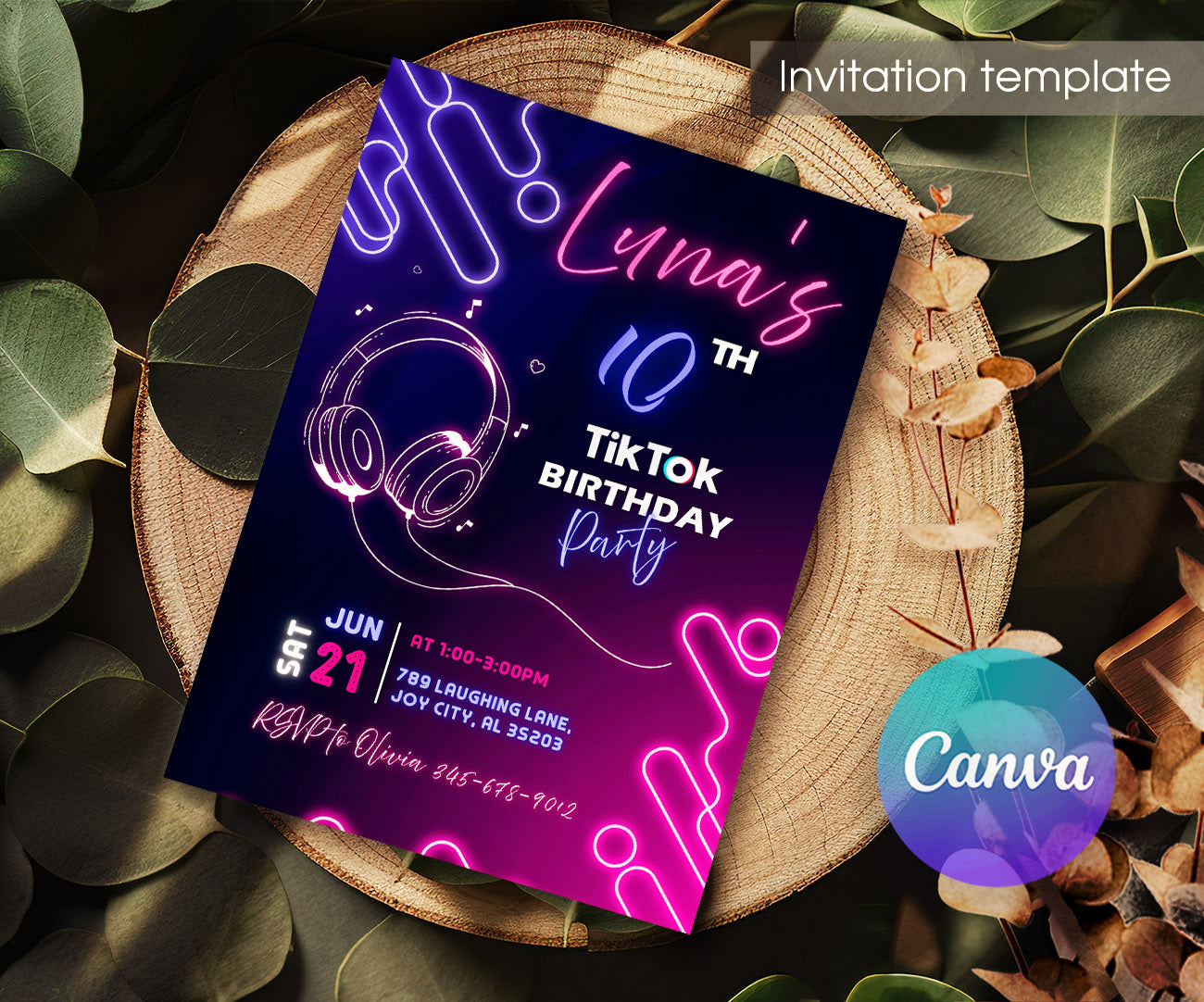 Tik Tok Party customizable invitation template | Share or Print | VE094