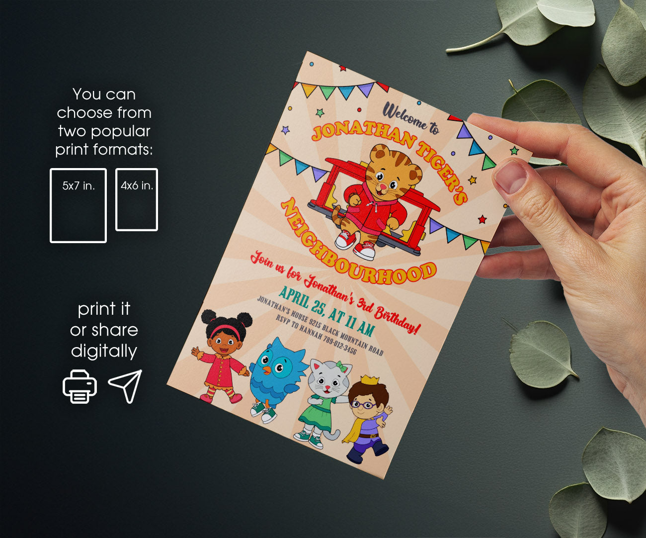 Daniel Tiger's Neighborhood customizable invitation template | Share or Print | UF284