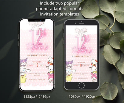 My Melody Hello Kitty Sanrio customizable invitation template | Share or Print | girl | CT529