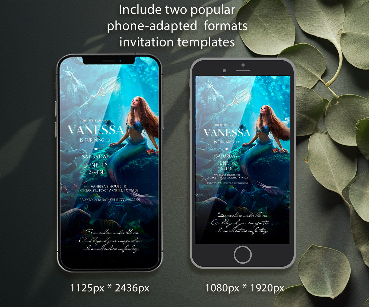 The Little Mermaid Ariel customizable invitation template | Share or Print | girl | XE479