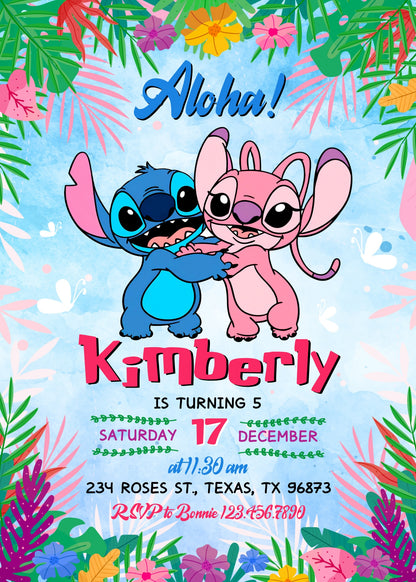 Lilo & Stitch Angel customizable invitation template | Share or Print | girl | BR798