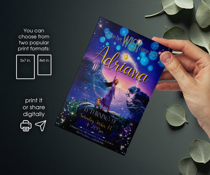 Wish Magic Asha customizable invitation template | Share or Print | girl | GM115