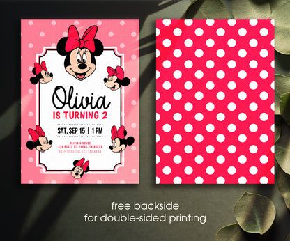 Minnie Mouse Disney Mickey customizable invitation template | Share or Print | girl | XG875
