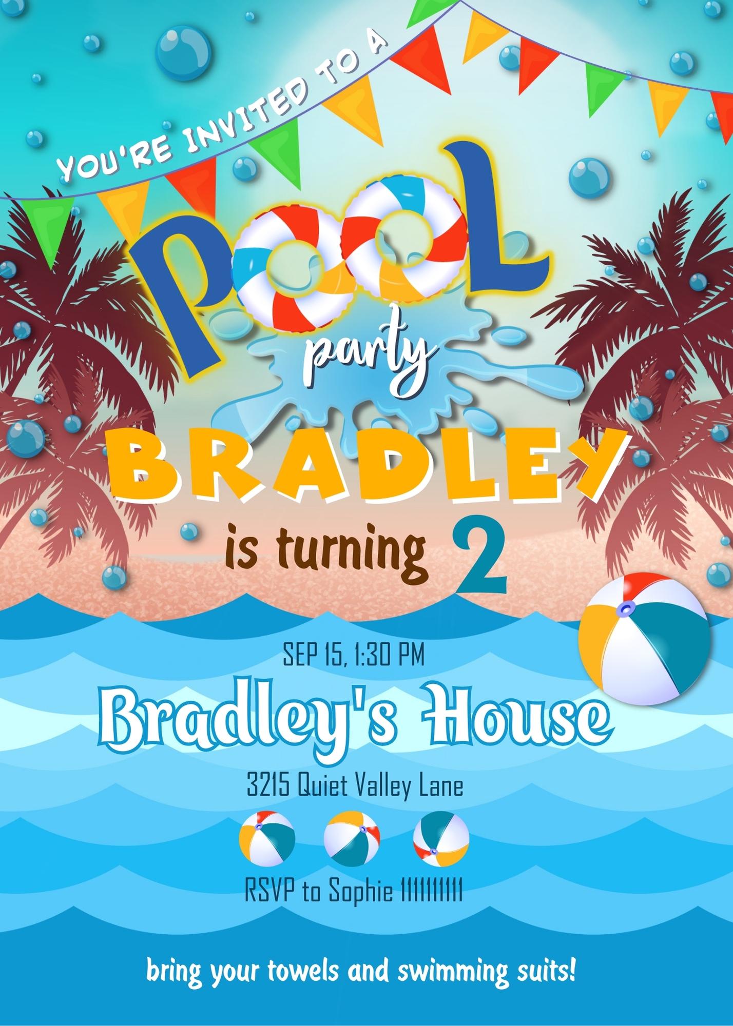 Pool Party customizable invitation template | Share or Print | ZR969