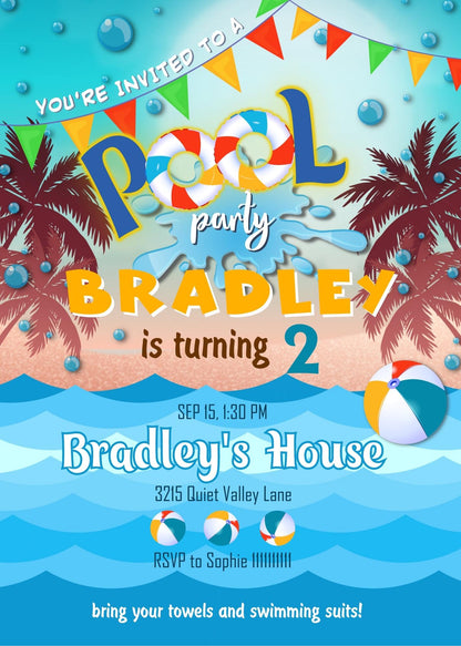 Pool Party customizable invitation template | Share or Print | ZR969