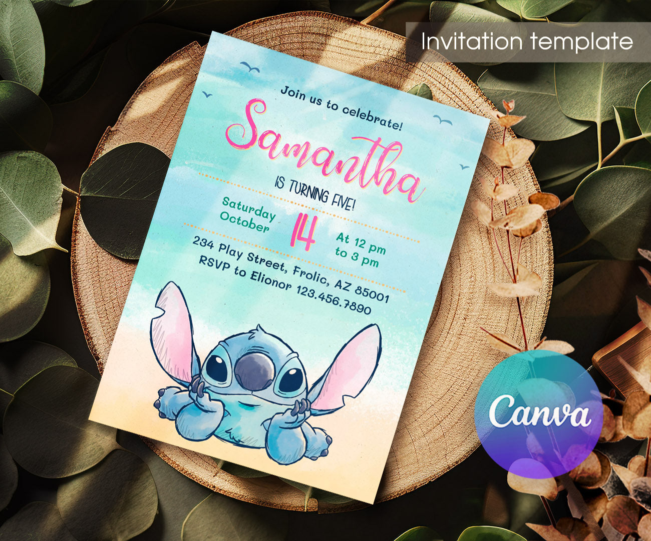 Lilo & Stitch Aloha customizable invitation template | Share or Print | RC339