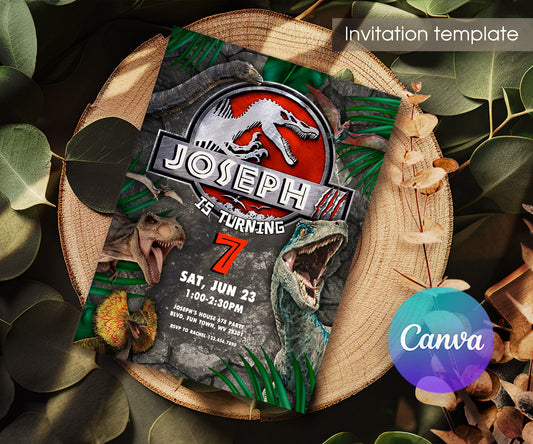 Jurassic Park Dinosaur customizable invitation template | Share or Print | KW093