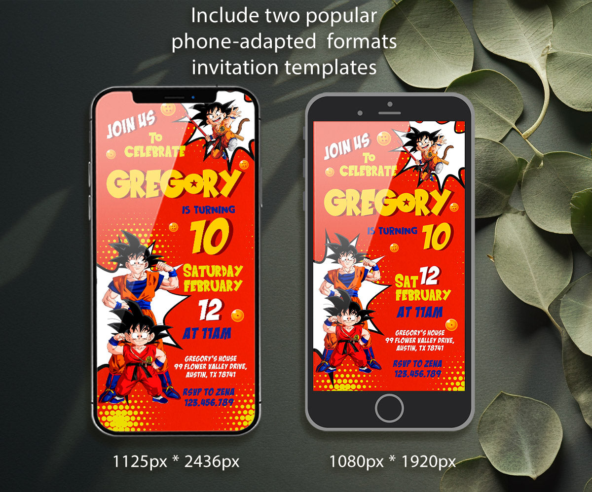 Dragon Ball Z Anime customizable invitation template | Share or Print | boy | XR755