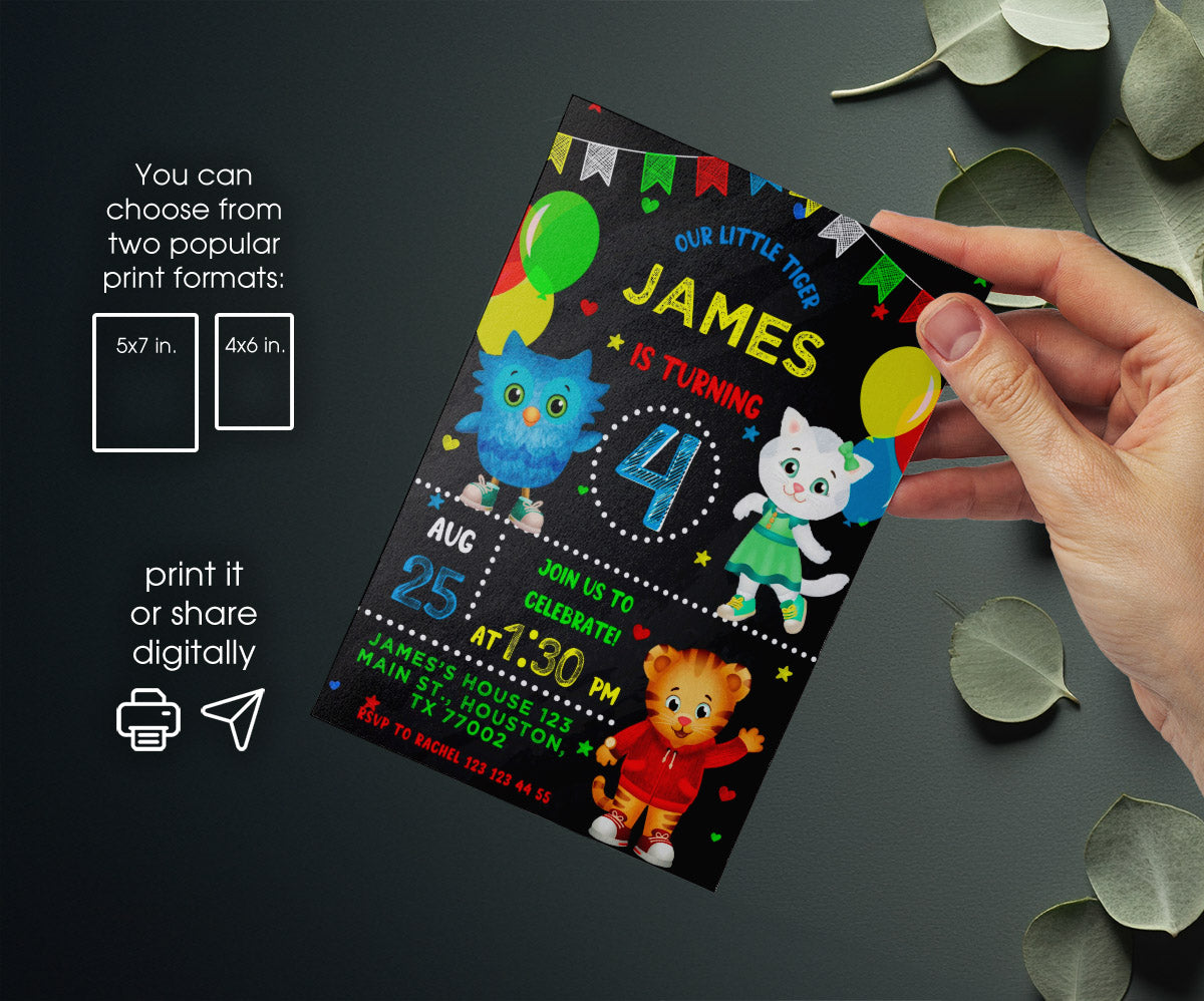 Daniel Tiger's Neighborhood customizable invitation template | Share or Print | TL442