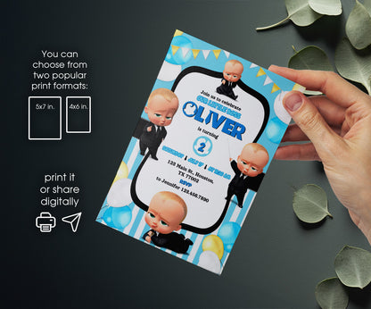 Baby Boss customizable invitation template | Share or Print | boy | YZ057