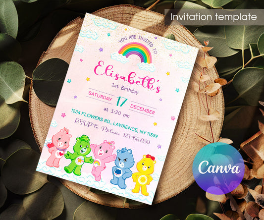 Care Bears customizable invitation template | Share or Print | VV882