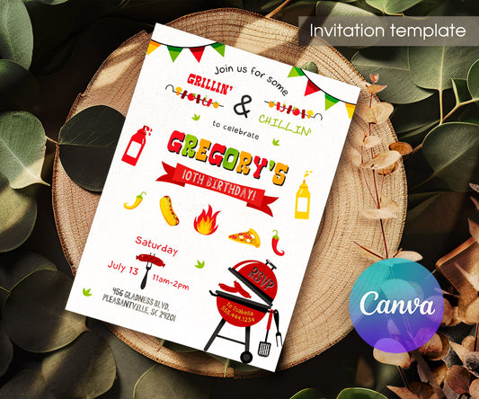 Grill Chill Bbq customizable invitation template | Share or Print | PS911