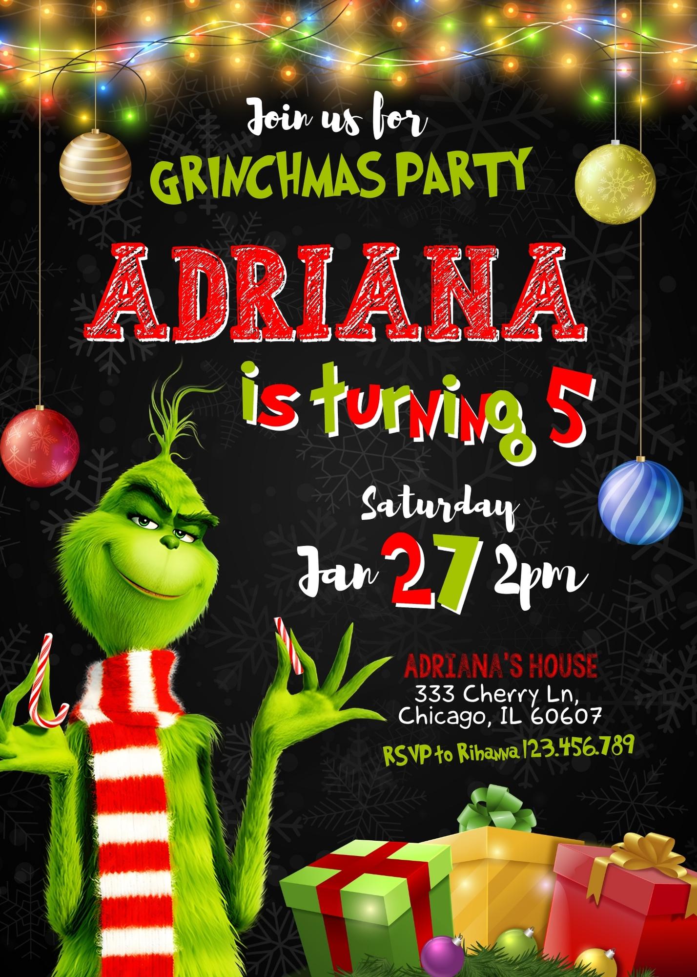 The Grinch  Merry Grinchmas customizable invitation template | Share or Print | TL014