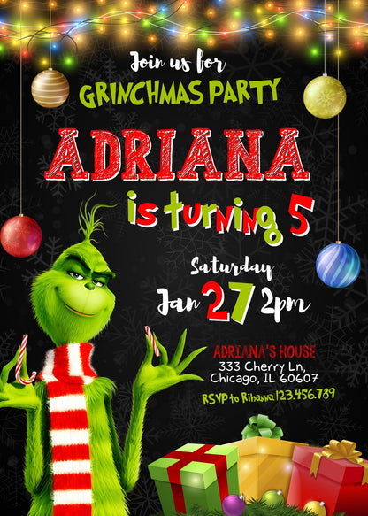 The Grinch  Merry Grinchmas customizable invitation template | Share or Print | TL014