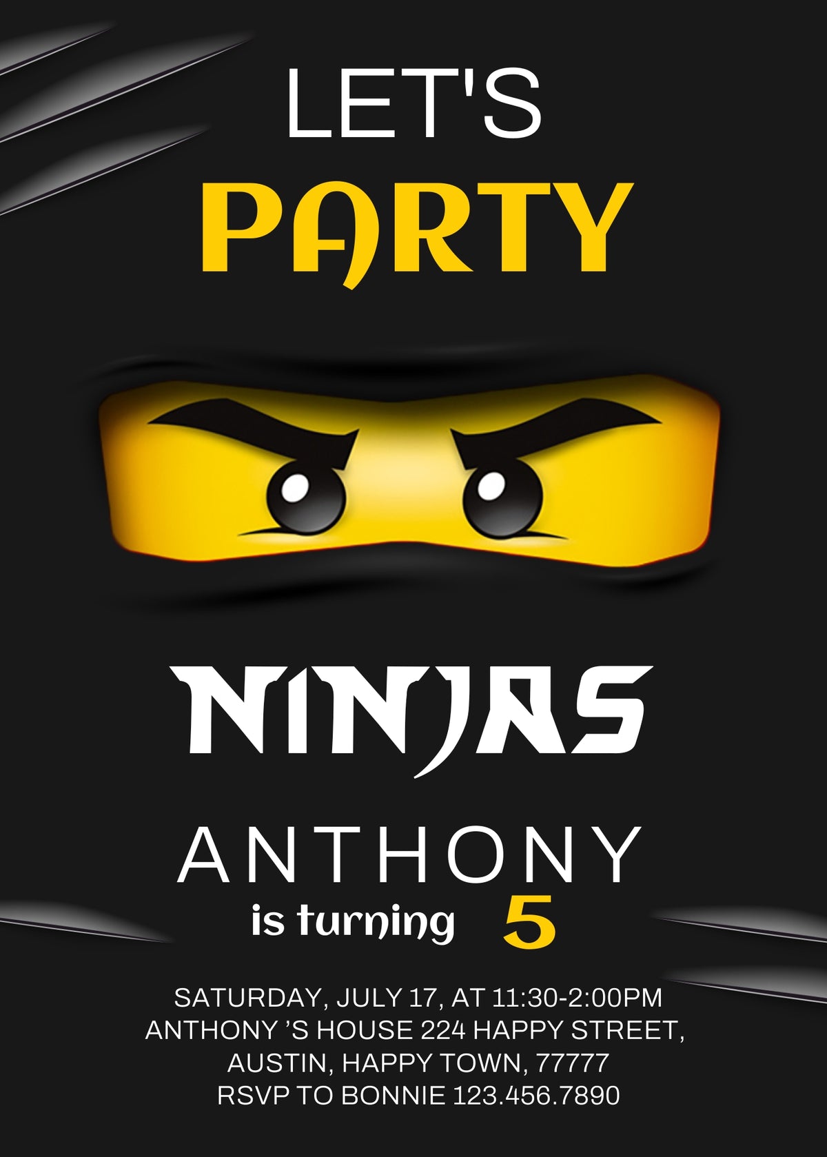 Ninjago Minifigures Lego customizable invitation template | Share or Print | PM513
