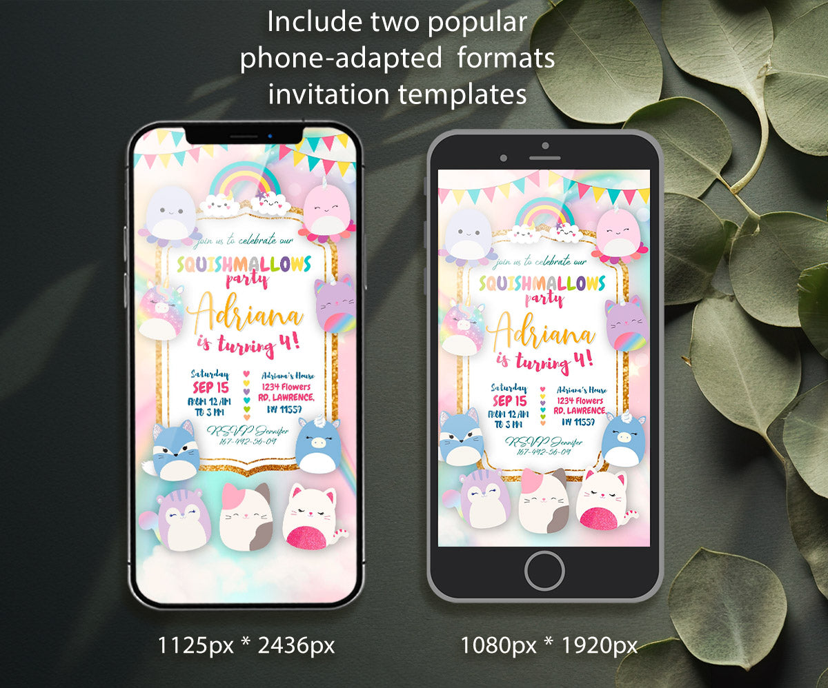 Squishmallows customizable invitation template | Share or Print | DW559