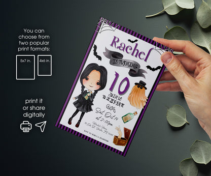 Wednesday Addams customizable invitation template | Share or Print | girl | YC143