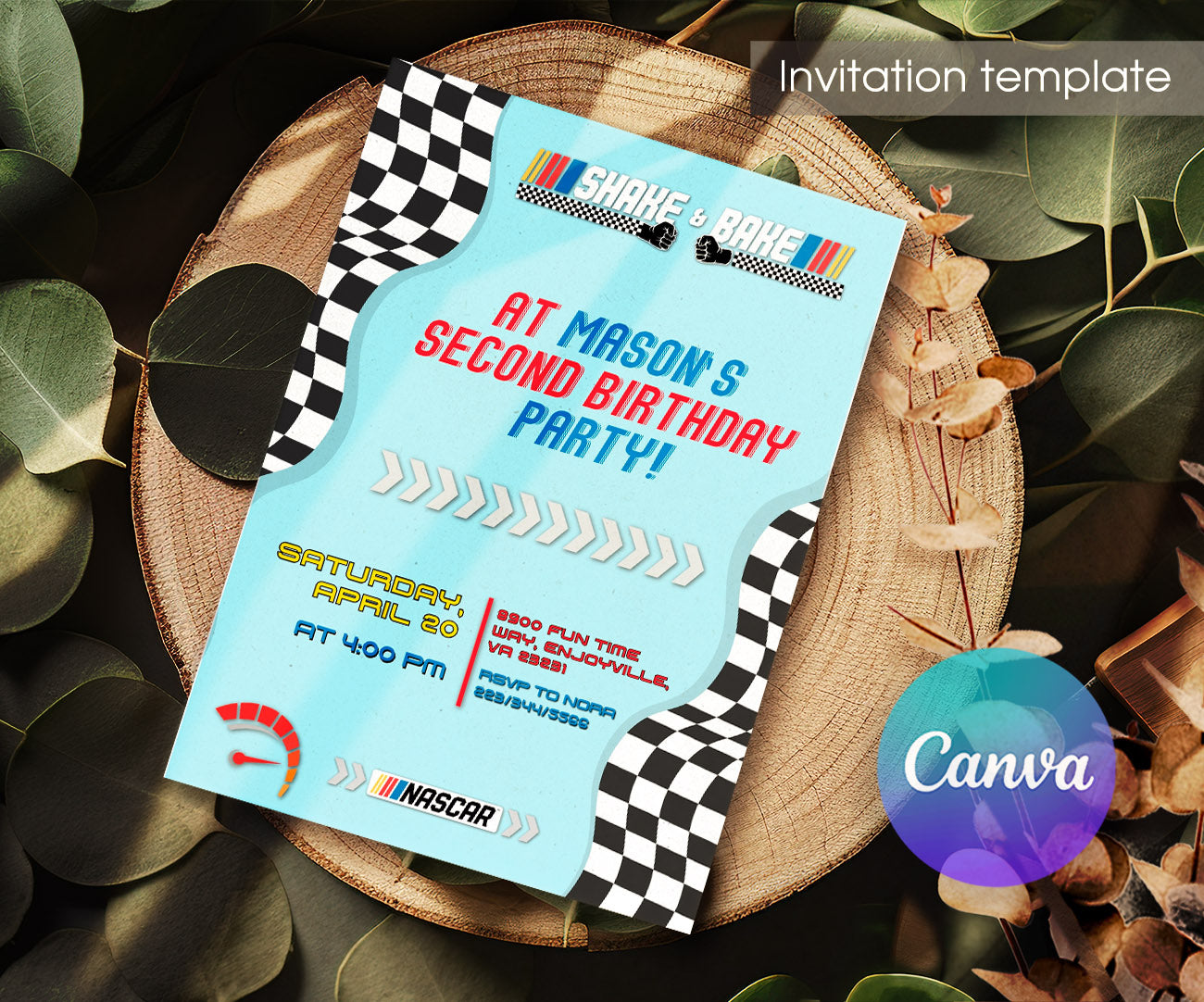 Nascar Racing Ricky Bobby customizable invitation template | Share or Print | boy | GH303