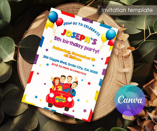 Wiggles One Finger One Thumb customizable invitation template | Share or Print | IW711