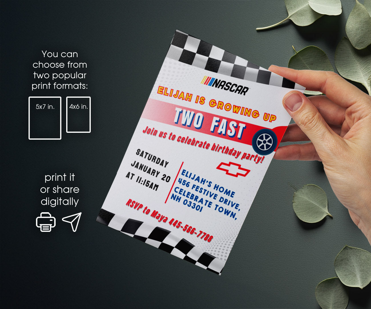 Nascar Ricky Bobby customizable invitation template | Share or Print | boy | GN464