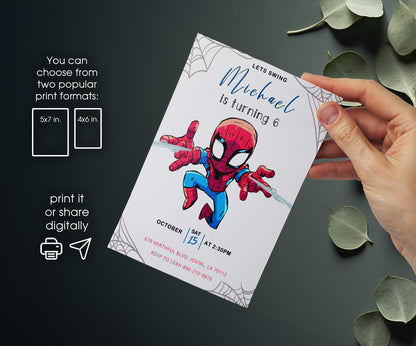 Spidey and His Amazing Friends customizable invitation template | Share or Print | boy | FI277