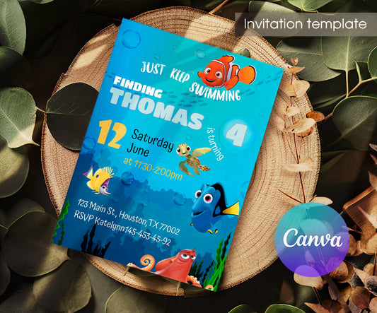 Finding Nemo customizable invitation template | Share or Print | FG808