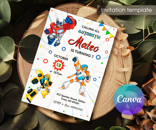 Transformers Rescue Bots customizable invitation template | Share or Print | boy | WM696